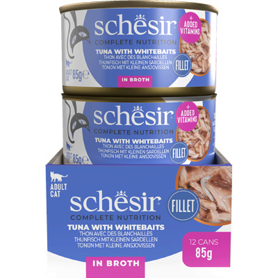 Schesir CB Wet Tuniak a sardínky vo vývare konzerva 85g obsah